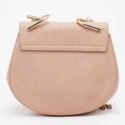 Pre Owned Chloe Pink Leather Floral Metal Embellished Mini Drew Crossbody Bag