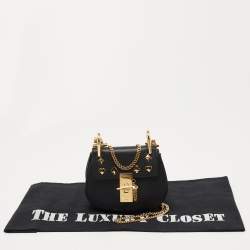 مملوكة مسبقًا Chloe Black Leather Mini Drew Embellished Crossbody Bag