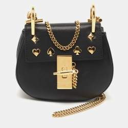 مملوكة مسبقًا Chloe Black Leather Mini Drew Embellished Crossbody Bag