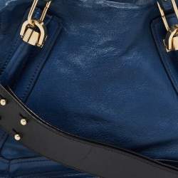 Pre Owned Chloe Blue/Black Leather Medium Paraty Satchel