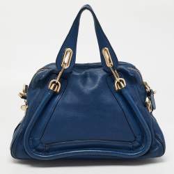 Pre Owned Chloe Blue/Black Leather Medium Paraty Satchel