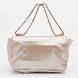 مملوكة مسبقًا Chloe Metallic Suede Faye Flap Shoulder Bag