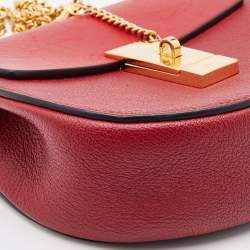 مملوكة مسبقًا Chloe Red Leather Small Drew Chain Crossbody Bag