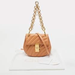 Pre Owned Chloe Beige Leather Mini Drew Bijou Shoulder Bag
