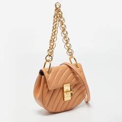 Pre Owned Chloe Beige Leather Mini Drew Bijou Shoulder Bag
