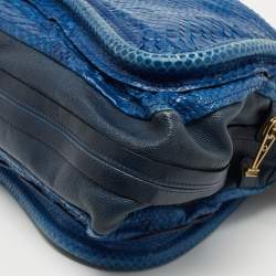Pre Owned Chloe Blue/Black Snakeskin and Leather Large Paraty Satchel