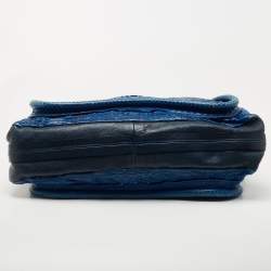 Pre Owned Chloe Blue/Black Snakeskin and Leather Large Paraty Satchel