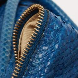 Pre Owned Chloe Blue/Black Snakeskin and Leather Large Paraty Satchel