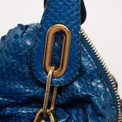 Pre Owned Chloe Blue/Black Snakeskin and Leather Large Paraty Satchel