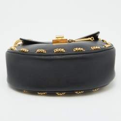 Chloe Black Leather Drew Chain Link Flap Shoulder Bag