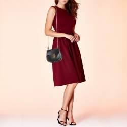 Chloe Black Leather Drew Chain Link Flap Shoulder Bag