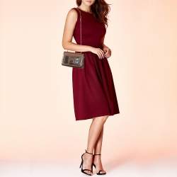 Pre Owned Chloe Brown Leather and Karung Leather June Bow Chain Shoulder Bag