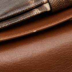 Pre Owned Chloe Brown Leather and Karung Leather June Bow Chain Shoulder Bag