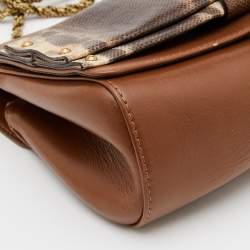 Pre Owned Chloe Brown Leather and Karung Leather June Bow Chain Shoulder Bag