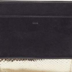 Chloe Metallic Gold/Black Snakeskin and Leather Clutch