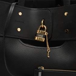 Pre Owned Chloe Black Leather Medium Aby Shopper Tote