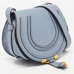 Pre Owned Chloe Blue Leather Mini Marcie Crossbody Bag