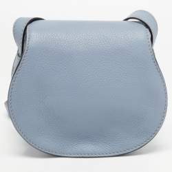 Pre Owned Chloe Blue Leather Mini Marcie Crossbody Bag
