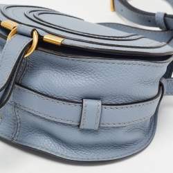 Pre Owned Chloe Blue Leather Mini Marcie Crossbody Bag