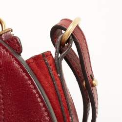 Pre Owned Chloe Maroon Leather and Suede Small Pixie Round Crossbody Bag