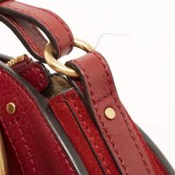 Pre Owned Chloe Maroon Leather and Suede Small Pixie Round Crossbody Bag