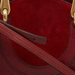 Pre Owned Chloe Maroon Leather and Suede Small Pixie Round Crossbody Bag