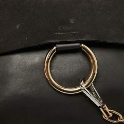 Pre Owned Chloe Dark Grey Suede and Leather Medium Faye Shoulder Bag