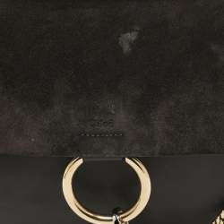 Pre Owned Chloe Dark Grey Suede and Leather Medium Faye Shoulder Bag