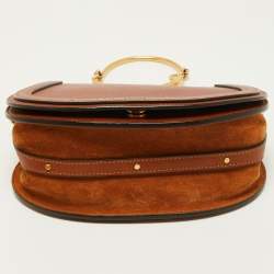 Chloe Brown Leather and Suede Medium Nile Bracelet Top Handle Bag