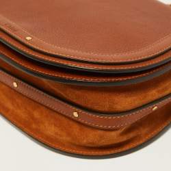 Chloe Brown Leather and Suede Medium Nile Bracelet Top Handle Bag