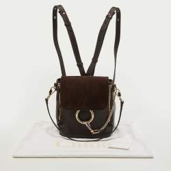 Chloe Brown Leather and Suede Small Faye Daye Backpack