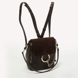 Chloe Brown Leather and Suede Small Faye Daye Backpack