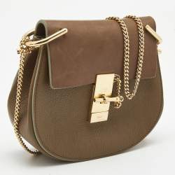 Pre Owned Chloe Brown Leather Small Drew Chain Crossbody Bag