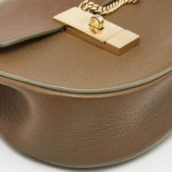Pre Owned Chloe Brown Leather Small Drew Chain Crossbody Bag