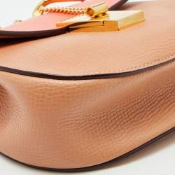 Pre Owned Chloe Orange Leather Mini Drew Chian Shoulder Bag