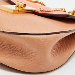 Pre Owned Chloe Orange Leather Mini Drew Chian Shoulder Bag