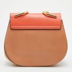 Pre Owned Chloe Orange Leather Mini Drew Chian Shoulder Bag