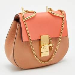 Pre Owned Chloe Orange Leather Mini Drew Chian Shoulder Bag