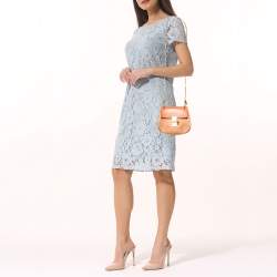 Pre Owned Chloe Orange Leather Mini Drew Chian Shoulder Bag