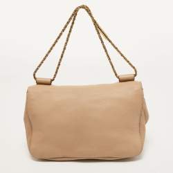 Pre Owned Chloe Beige Leather Medium Elsie Chain Shoulder Bag