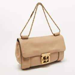 Pre Owned Chloe Beige Leather Medium Elsie Chain Shoulder Bag