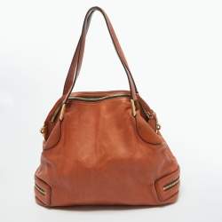 Pre Owned Chloe Brown Leather Double Zip Shoulder Bag