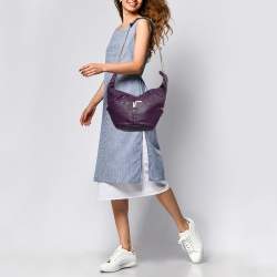 Pre Owned Chloe Purple Leather Milton Triple Chain Hobo
