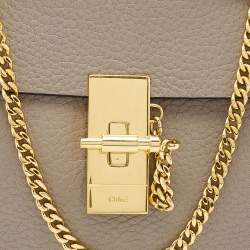 Chloe Grey Leather Nano Drew Shoulder Bag