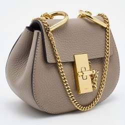 Chloe Grey Leather Nano Drew Shoulder Bag
