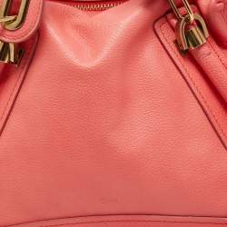 Pre Owned Chloe Coral Pink Leather Medium Paraty Shoulder Bag