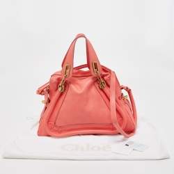 Pre Owned Chloe Coral Pink Leather Medium Paraty Shoulder Bag