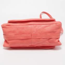 Pre Owned Chloe Coral Pink Leather Medium Paraty Shoulder Bag