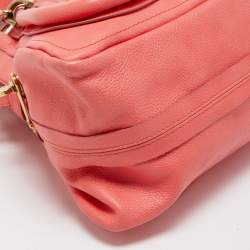 Pre Owned Chloe Coral Pink Leather Medium Paraty Shoulder Bag