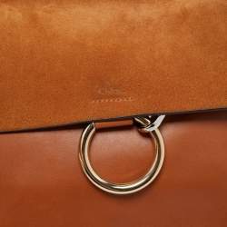 مملوكة مسبقًا Chloe Brown Leather and Suede Medium Faye Shoulder Bag
